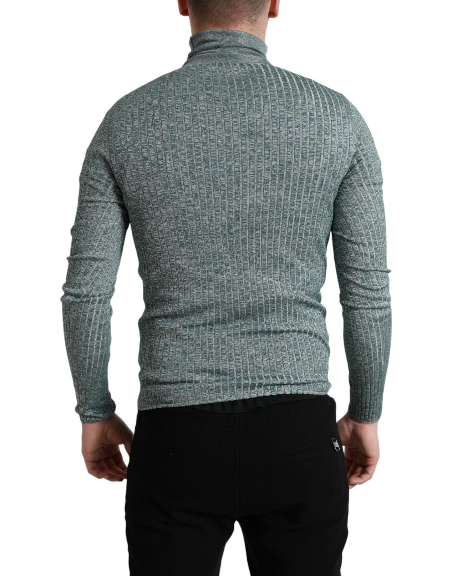Dolce & Gabbana Green Polyester Turtleneck Pullover Sweater by Dolce & Gabbana