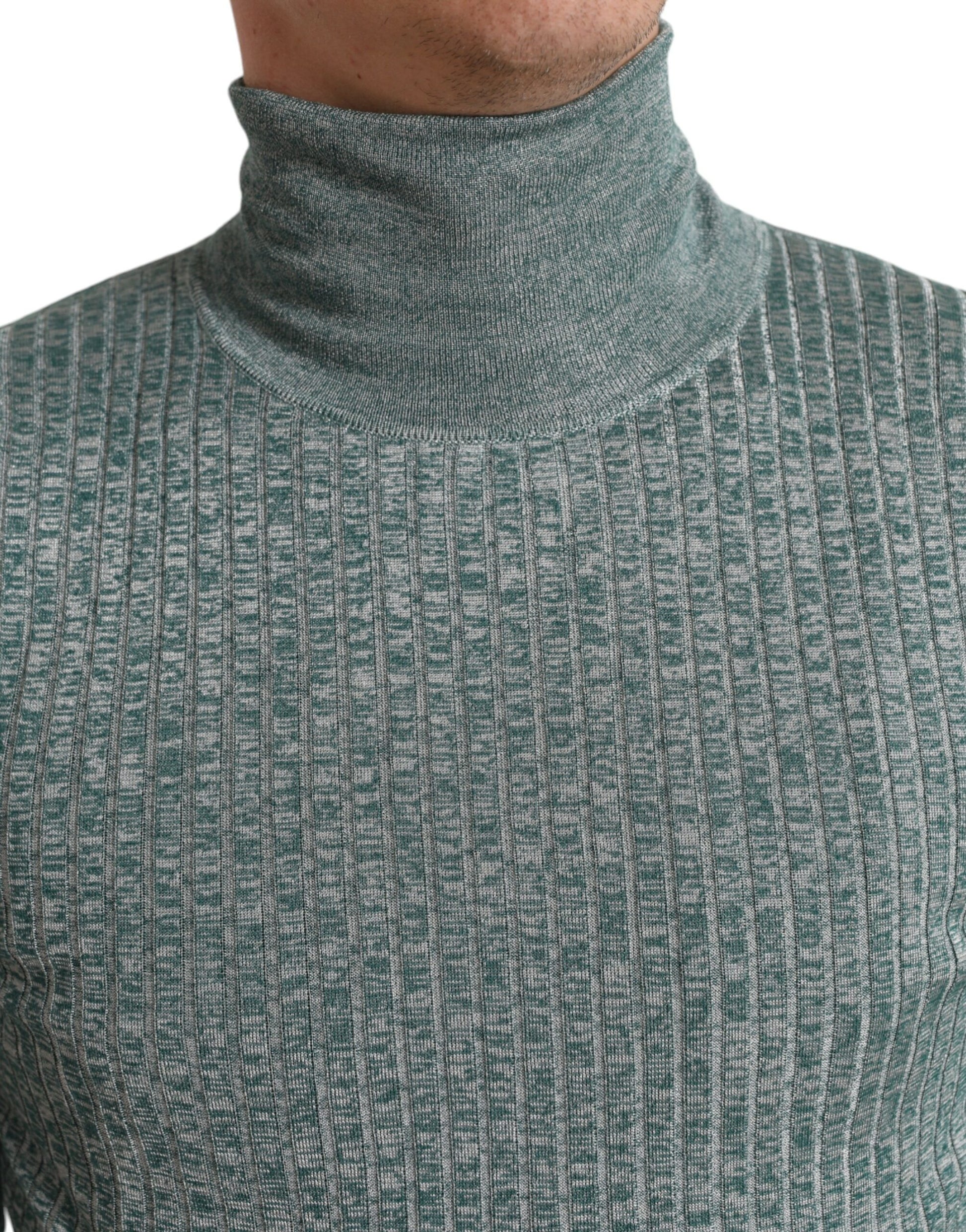 Dolce & Gabbana Green Polyester Turtleneck Pullover Sweater by Dolce & Gabbana