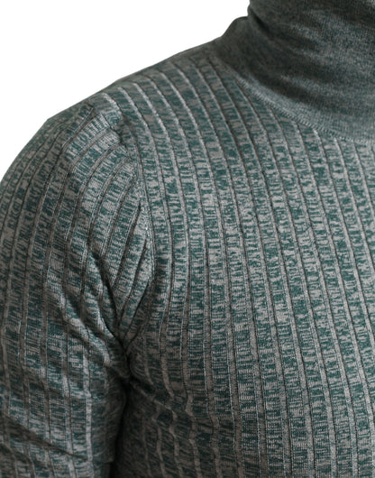 Dolce & Gabbana Green Polyester Turtleneck Pullover Sweater by Dolce & Gabbana