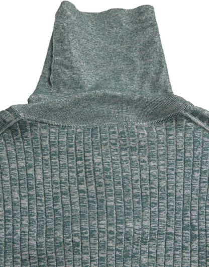 Dolce & Gabbana Green Polyester Turtleneck Pullover Sweater by Dolce & Gabbana