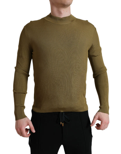 Dolce & Gabbana Army Green Viscose Crewneck Pullover Sweater by Dolce & Gabbana