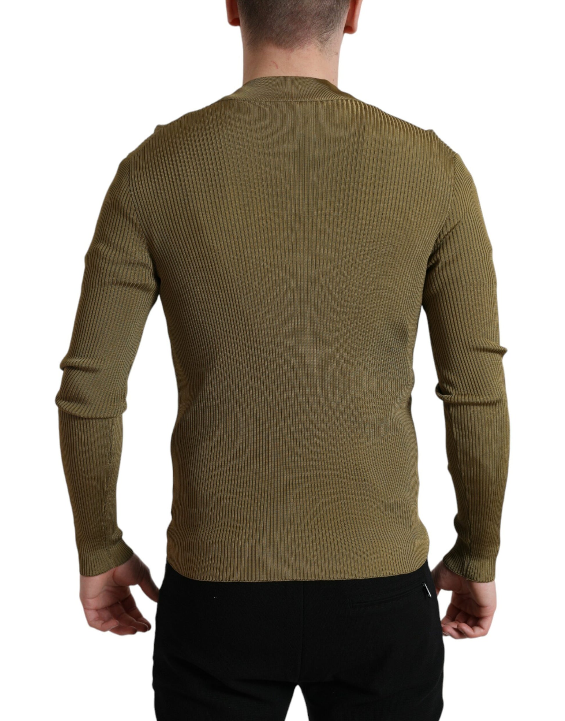 Dolce & Gabbana Army Green Viscose Crewneck Pullover Sweater by Dolce & Gabbana