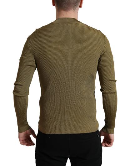 Dolce & Gabbana Army Green Viscose Crewneck Pullover Sweater by Dolce & Gabbana