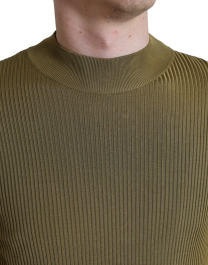 Dolce & Gabbana Army Green Viscose Crewneck Pullover Sweater by Dolce & Gabbana