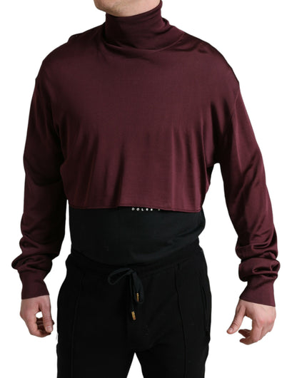 Dolce & Gabbana Maroon Viscose Turtleneck Pullover Sweater by Dolce & Gabbana