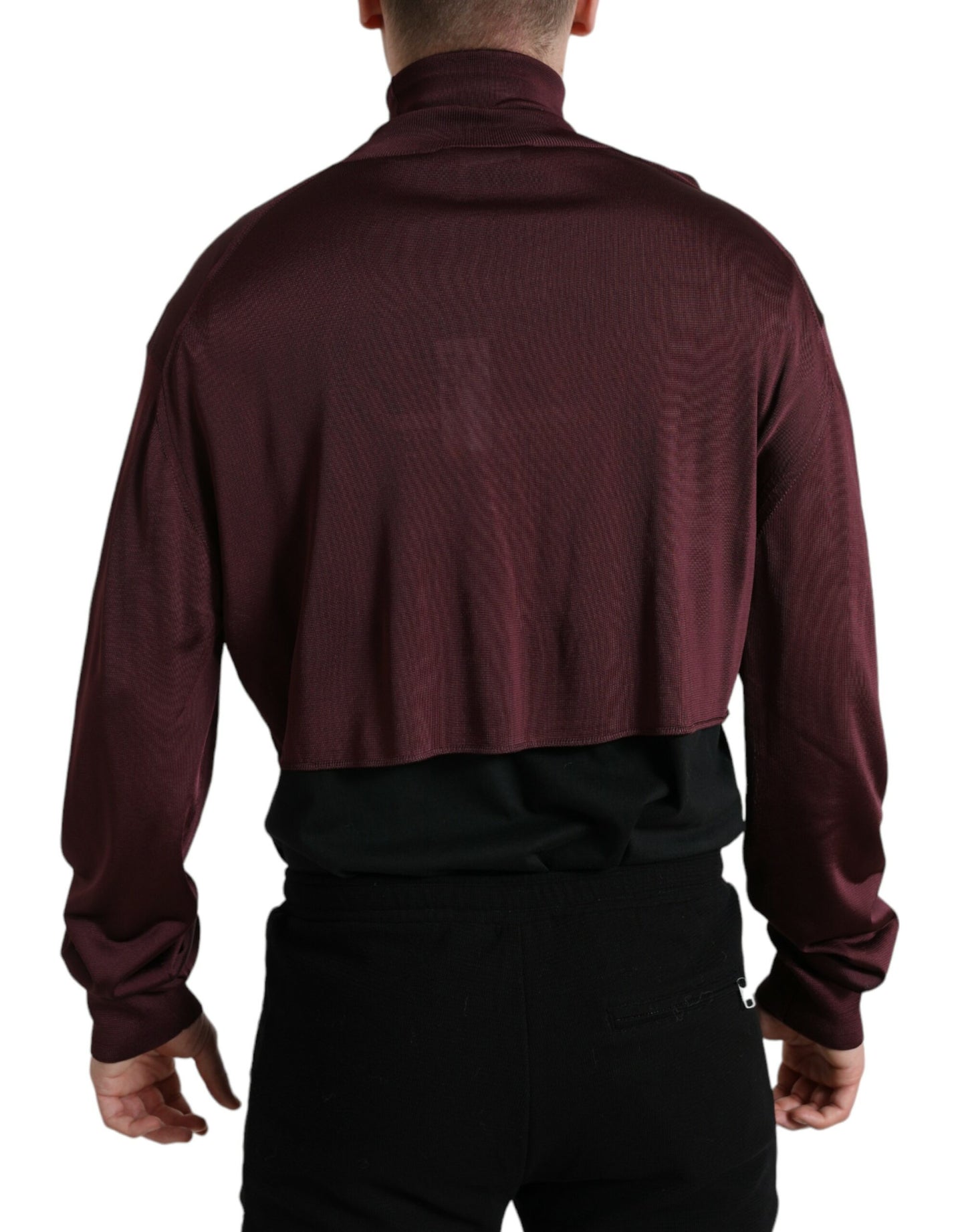 Dolce & Gabbana Maroon Viscose Turtleneck Pullover Sweater by Dolce & Gabbana
