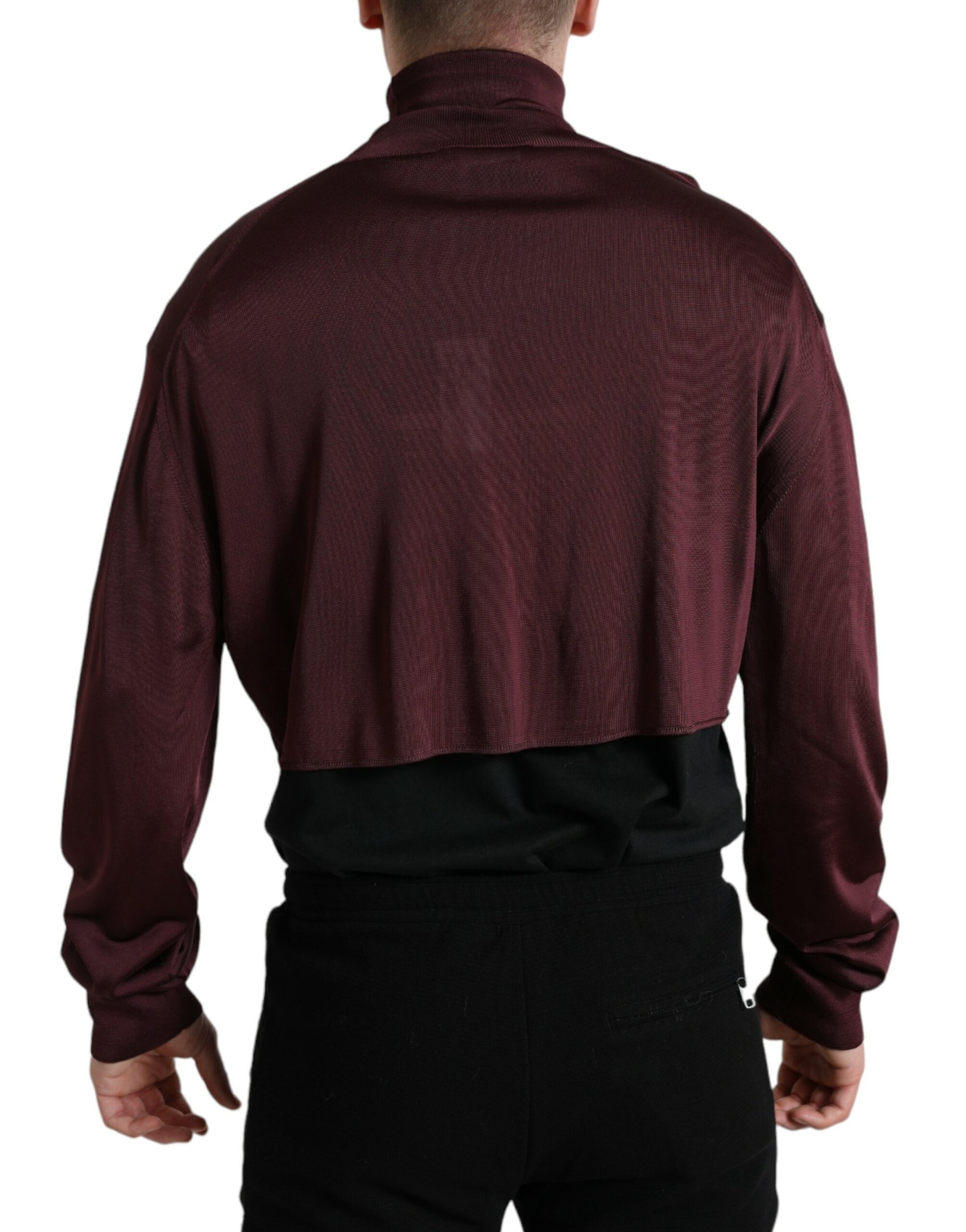 Dolce & Gabbana Maroon Viscose Turtleneck Pullover Sweater by Dolce & Gabbana