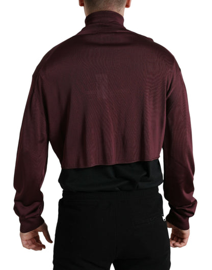 Dolce & Gabbana Maroon Viscose Turtleneck Pullover Sweater by Dolce & Gabbana