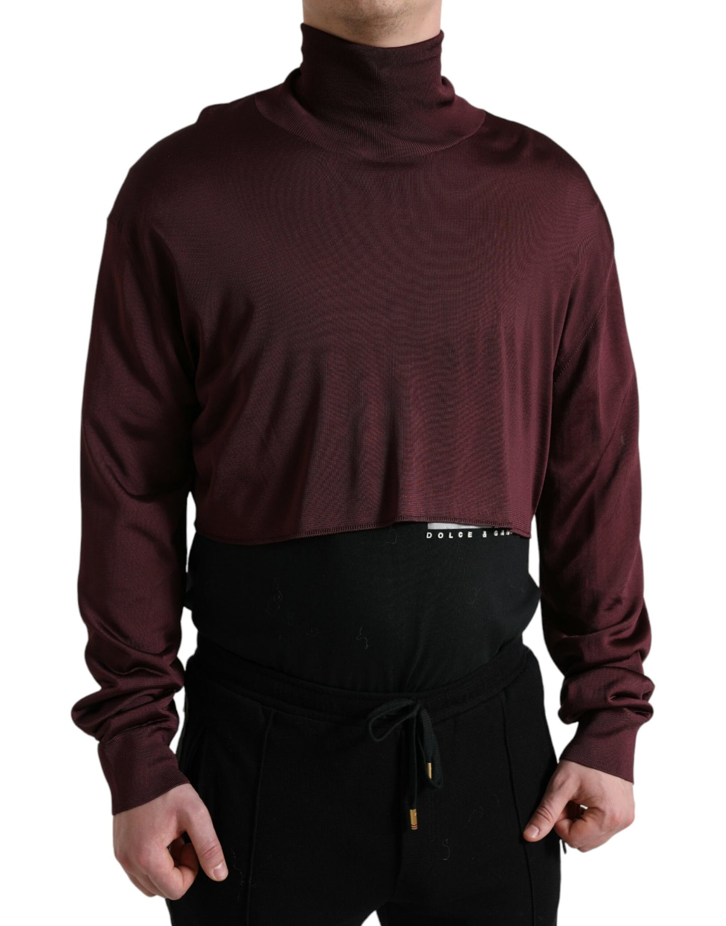 Dolce & Gabbana Maroon Viscose Turtleneck Pullover Sweater by Dolce & Gabbana