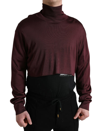 Dolce & Gabbana Maroon Viscose Turtleneck Pullover Sweater by Dolce & Gabbana