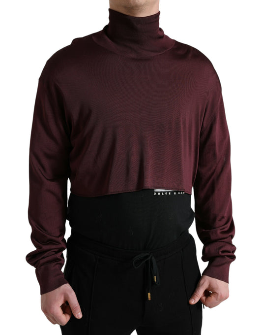 Dolce & Gabbana Maroon Viscose Turtleneck Pullover Sweater by Dolce & Gabbana