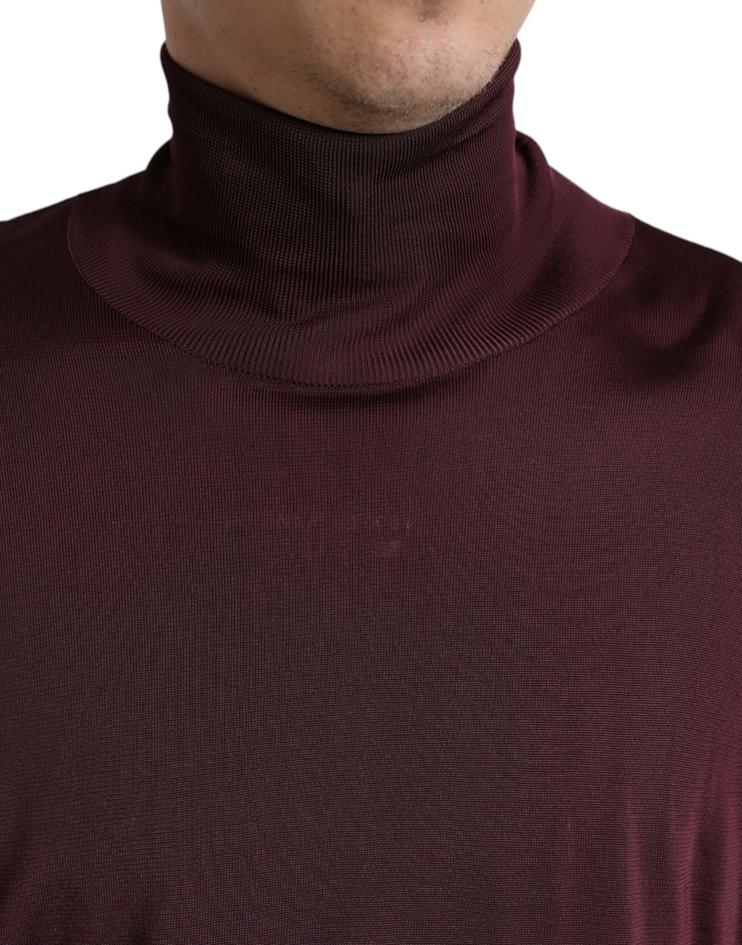 Dolce & Gabbana Maroon Viscose Turtleneck Pullover Sweater by Dolce & Gabbana