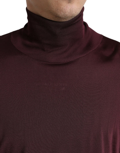 Dolce & Gabbana Maroon Viscose Turtleneck Pullover Sweater by Dolce & Gabbana