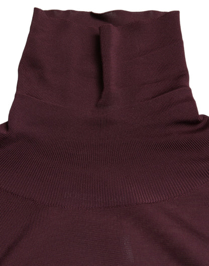 Dolce & Gabbana Maroon Viscose Turtleneck Pullover Sweater by Dolce & Gabbana