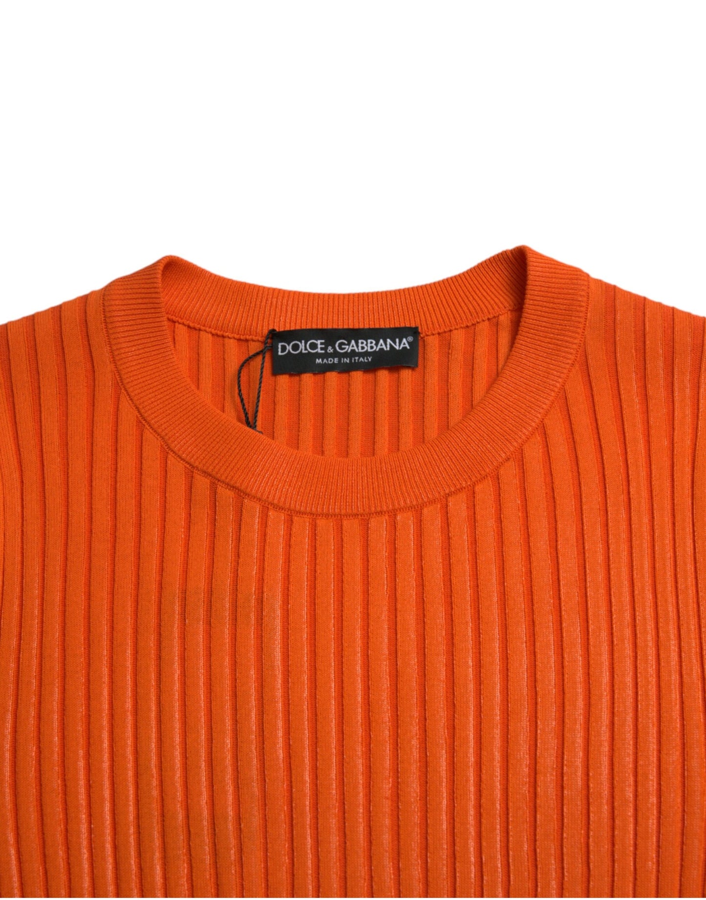 Dolce & Gabbana Orange Knitted Crewneck Men Pullover Sweater by Dolce & Gabbana