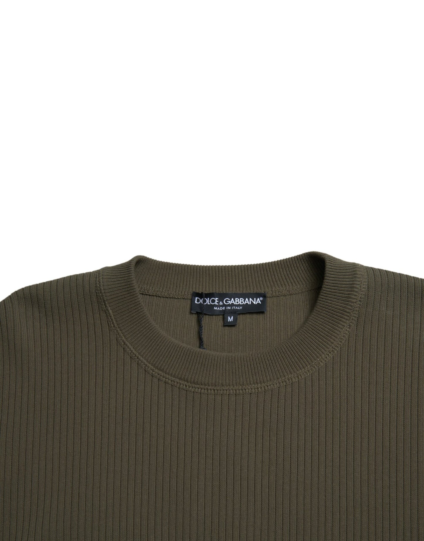 Dolce & Gabbana Green Cotton Crew Neck Men Pullover Sweater by Dolce & Gabbana