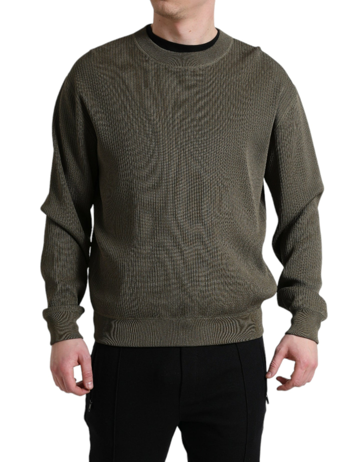 Dolce & Gabbana Green Viscose Crew Neck Men Pullover Sweater by Dolce & Gabbana