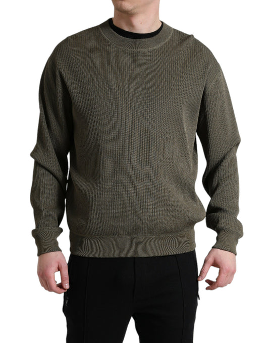 Dolce & Gabbana Green Viscose Crew Neck Men Pullover Sweater by Dolce & Gabbana