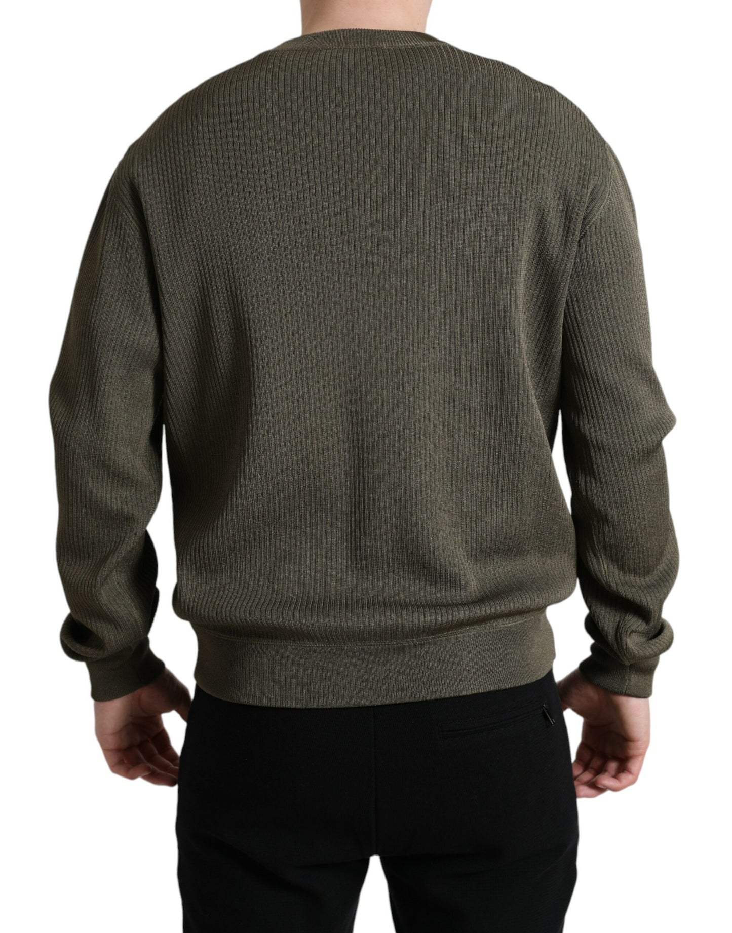Dolce & Gabbana Green Viscose Crew Neck Men Pullover Sweater by Dolce & Gabbana