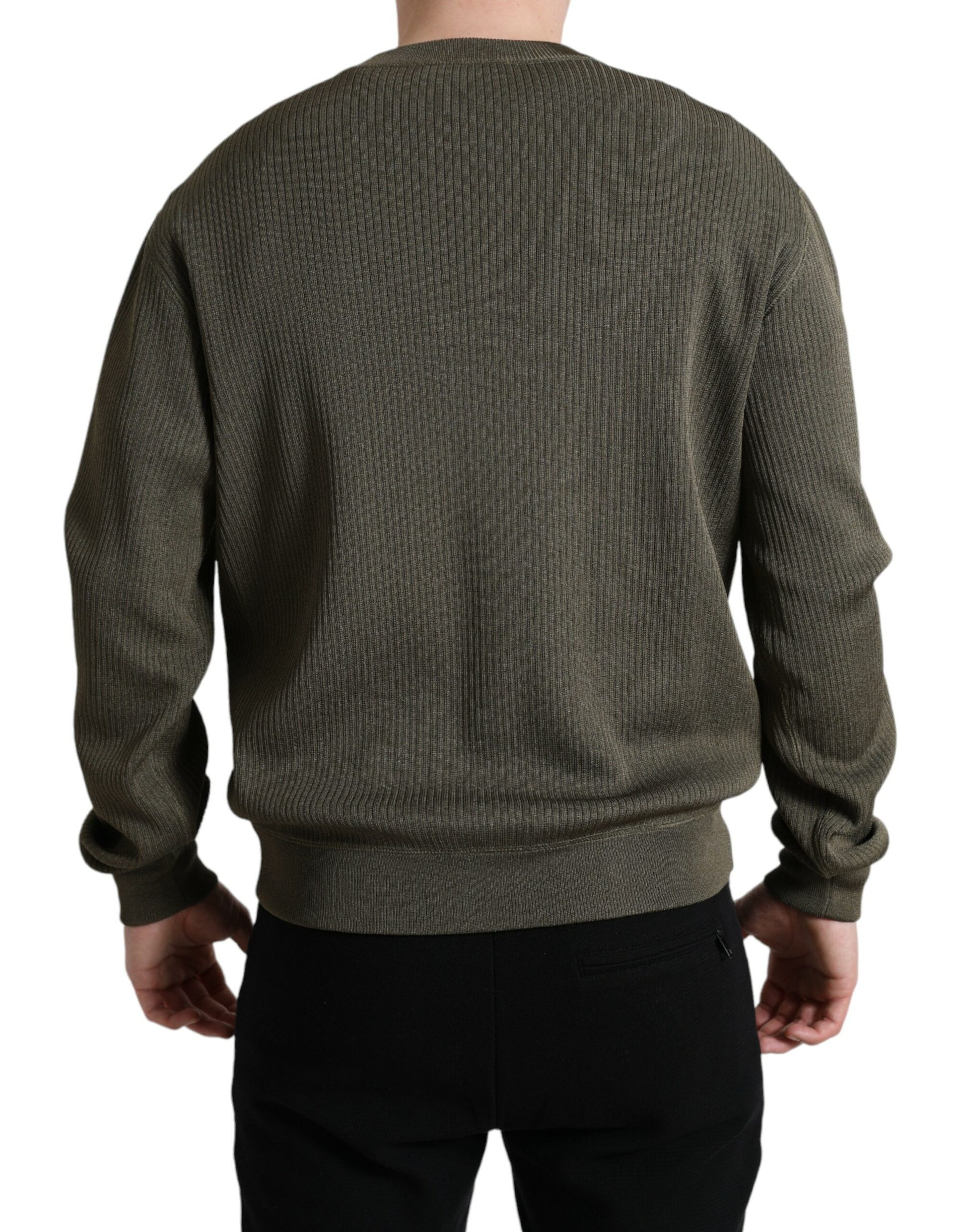 Dolce & Gabbana Green Viscose Crew Neck Men Pullover Sweater by Dolce & Gabbana