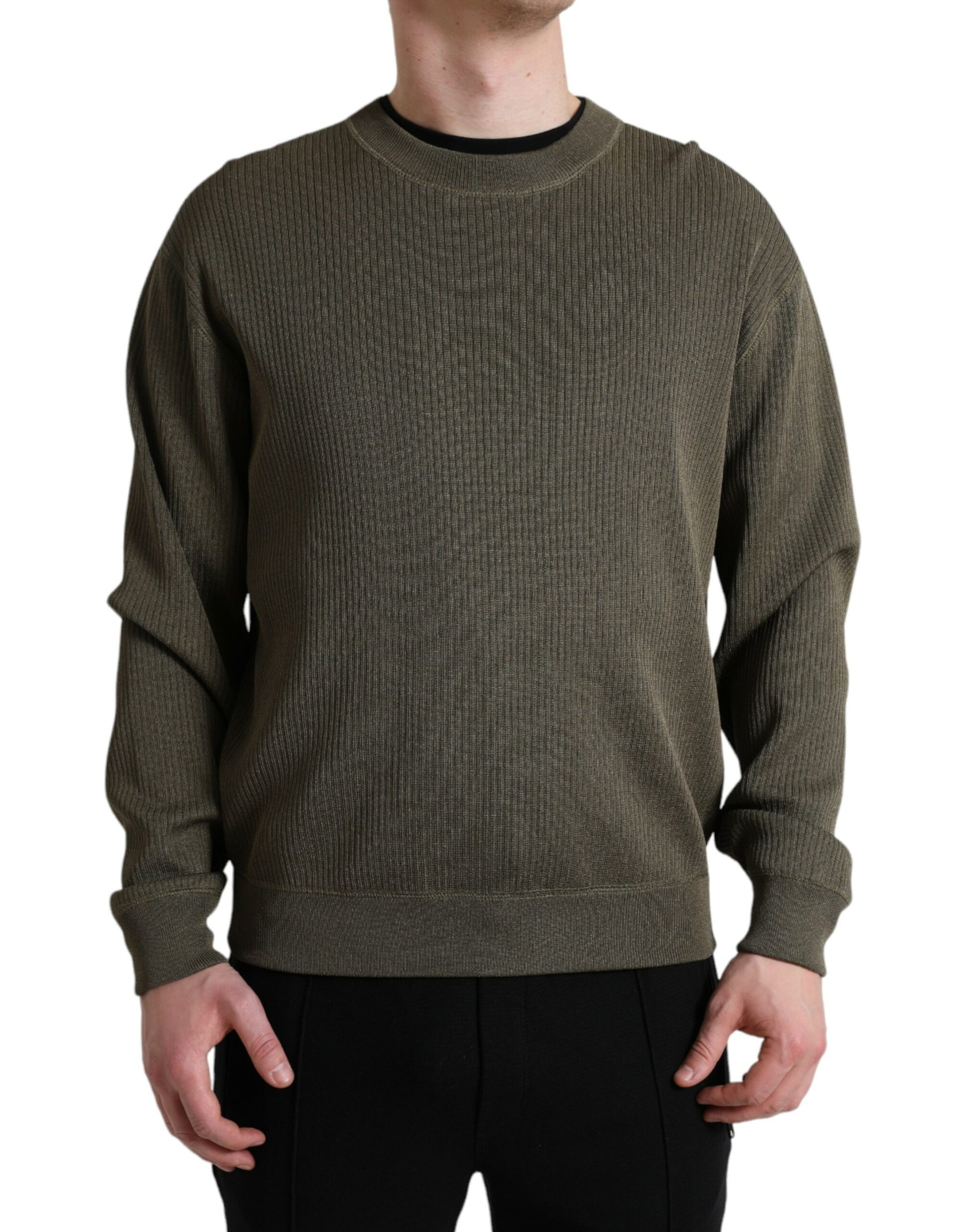 Dolce & Gabbana Green Viscose Crew Neck Men Pullover Sweater by Dolce & Gabbana