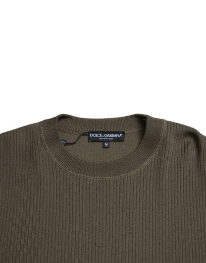 Dolce & Gabbana Green Viscose Crew Neck Men Pullover Sweater by Dolce & Gabbana