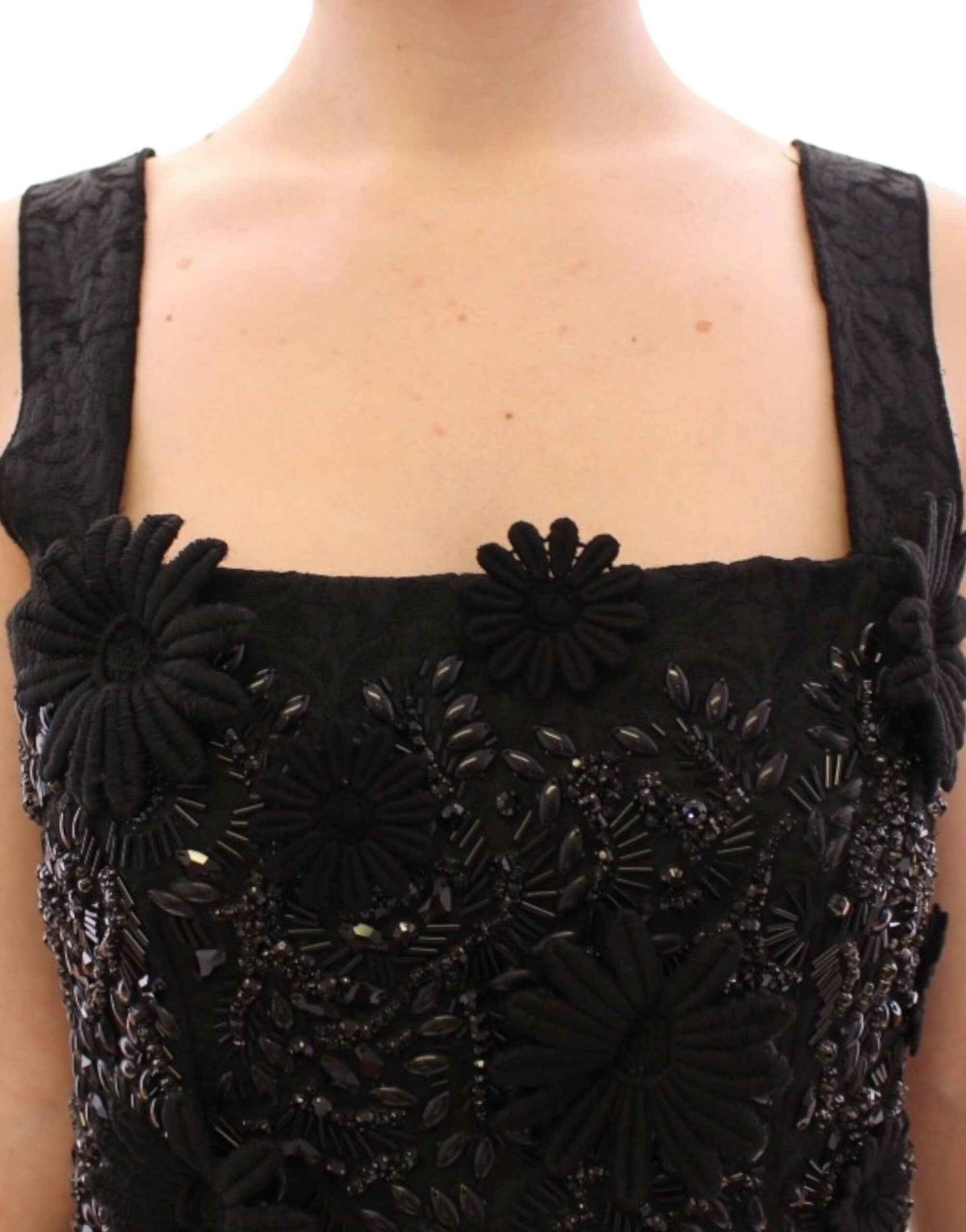 Dolce & Gabbana Black floral crystal embedded dress