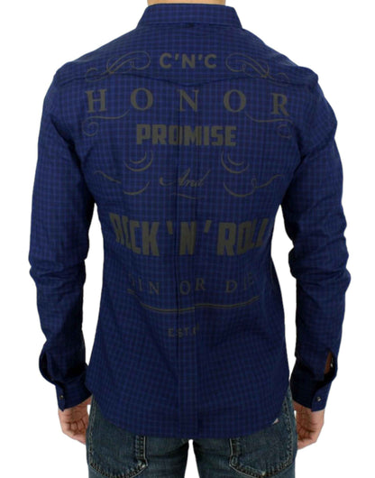 Costume National Blue checkered cotton shirt by Costume National