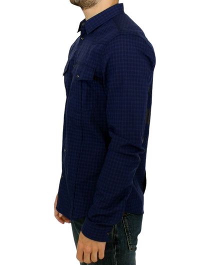 Costume National Blue checkered cotton shirt by Costume National