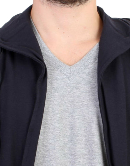 Costume National Élégant Pull à Capuche en Coton Bleu