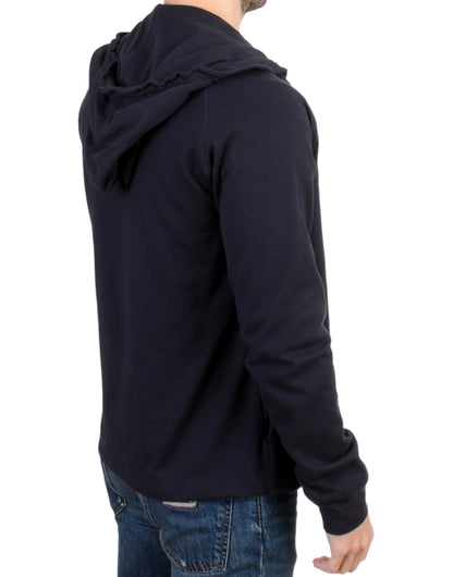 Costume National Élégant Pull à Capuche en Coton Bleu