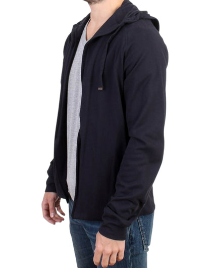 Costume National Élégant Pull à Capuche en Coton Bleu