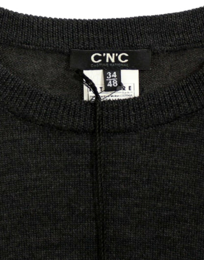 Pull à col rond gris élégant de costume national