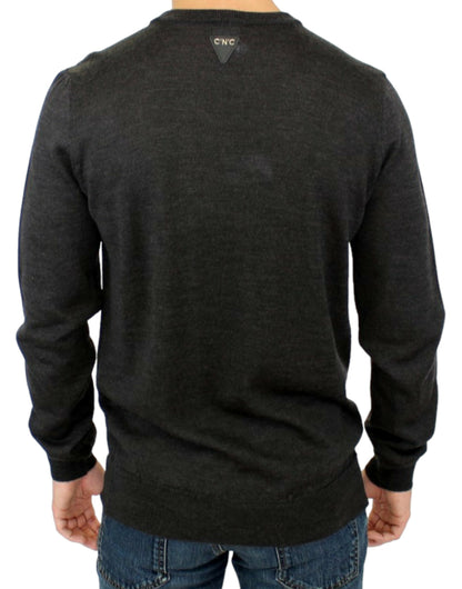 Pull à col rond gris élégant de costume national