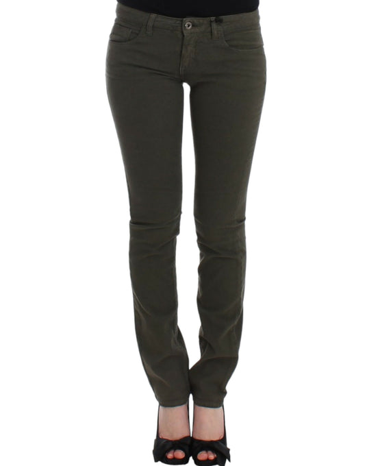 Jean slim vert chic de créateur Costume National