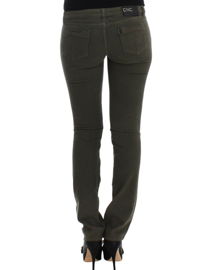 Jean slim vert chic de créateur Costume National