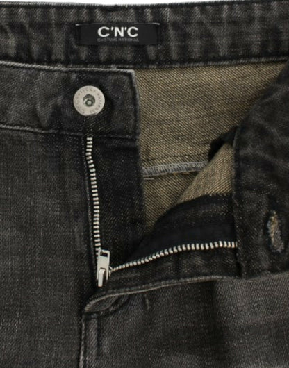 Jean gris élégant à jambe droite et effet usé Costume National