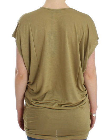 T-shirt à col en V imprimé multicolore vert Costume National Chic