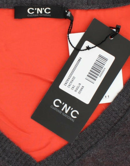 Pull à manches courtes et col en V en mélange d'alpaga Costume National Chic