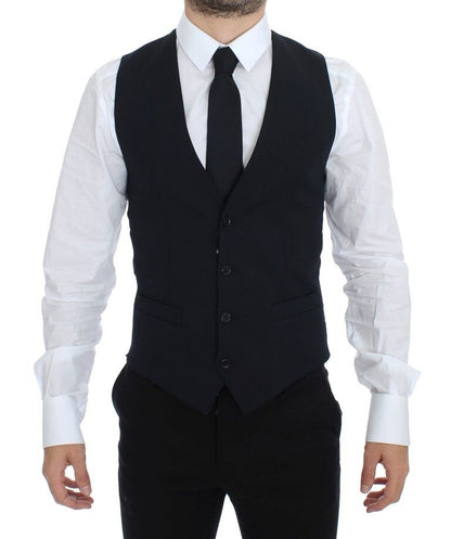Dolce &amp; Gabbana Élégant gilet en laine bleue