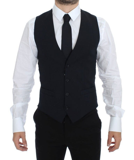 Dolce &amp; Gabbana Élégant gilet en laine bleue