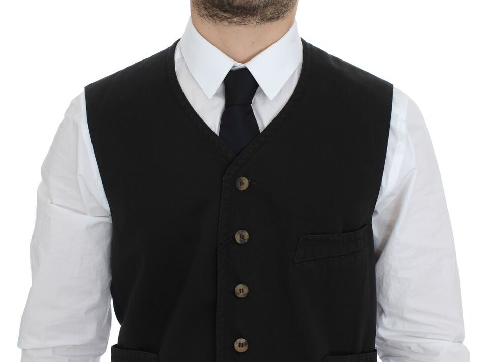 Dolce &amp; Gabbana - Robe-gilet élégante en coton mélangé noir