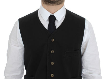 Dolce &amp; Gabbana - Robe-gilet élégante en coton mélangé noir