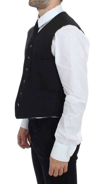 Dolce &amp; Gabbana - Robe-gilet élégante en coton mélangé noir