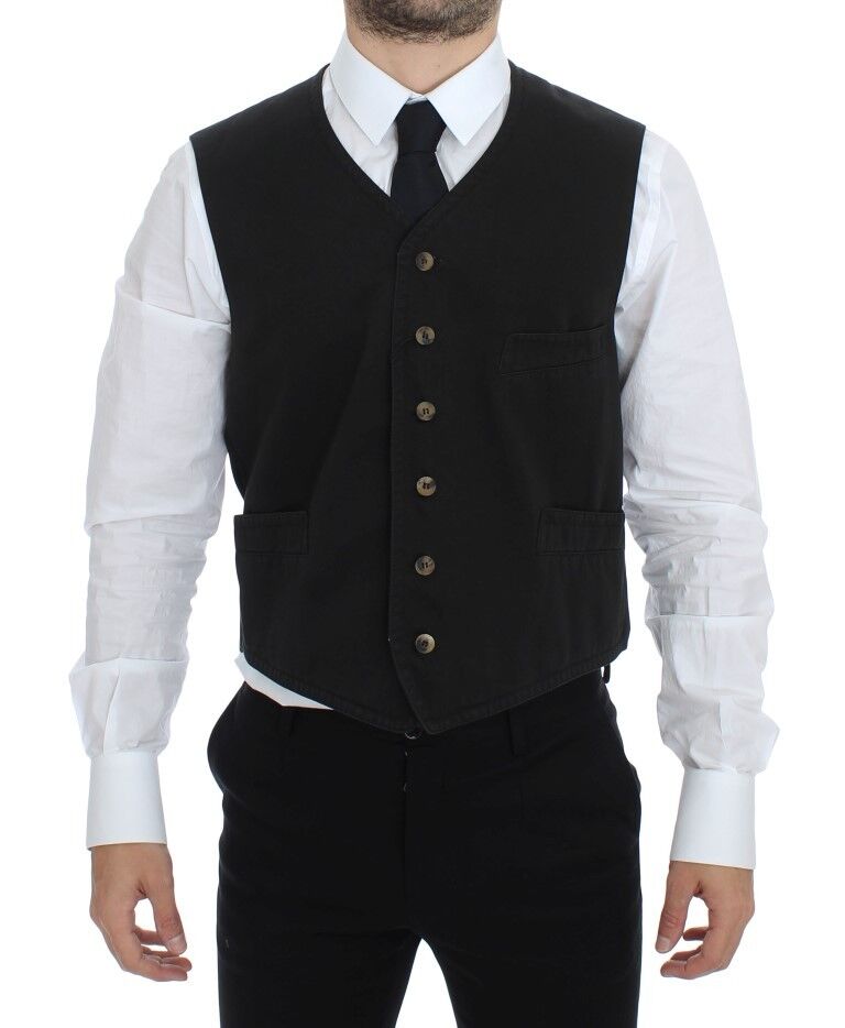 Dolce &amp; Gabbana - Robe-gilet élégante en coton mélangé noir