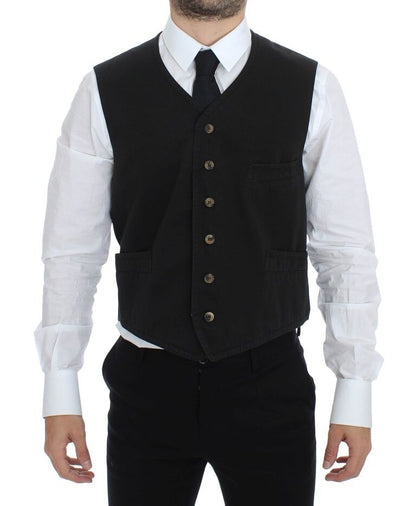 Dolce &amp; Gabbana - Robe-gilet élégante en coton mélangé noir