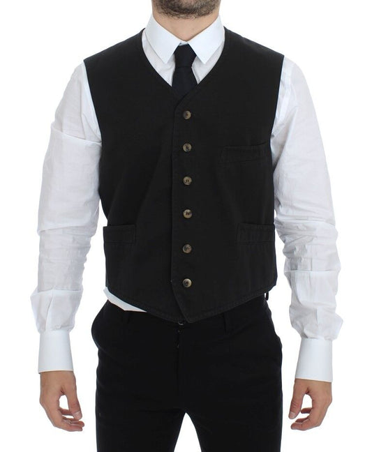 Dolce &amp; Gabbana - Robe-gilet élégante en coton mélangé noir