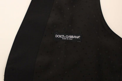 Gilet élégant en soie et laine noire Dolce &amp; Gabbana