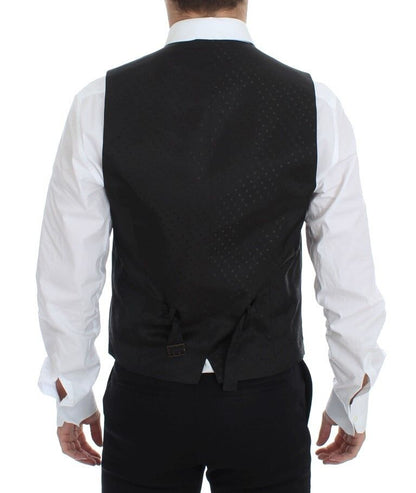 Gilet élégant en soie et laine noire Dolce &amp; Gabbana