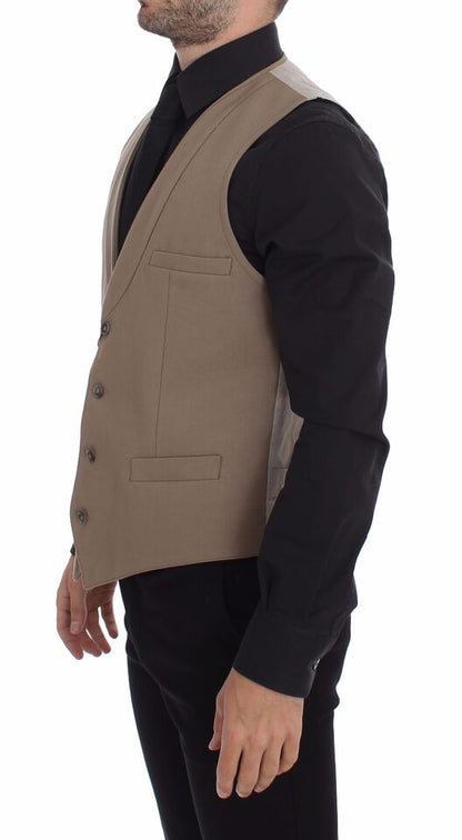 Dolce &amp; Gabbana - Élégant gilet en coton beige - Coupe slim